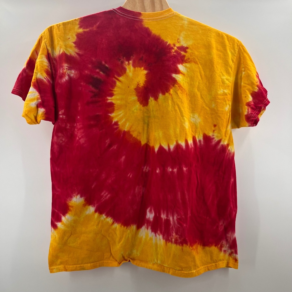 Gildan Mickey Mouse Tie Dye‎ Shirt Mens 2XL Red Yellow Spiral Graphic Tee - Picture 3 of 6